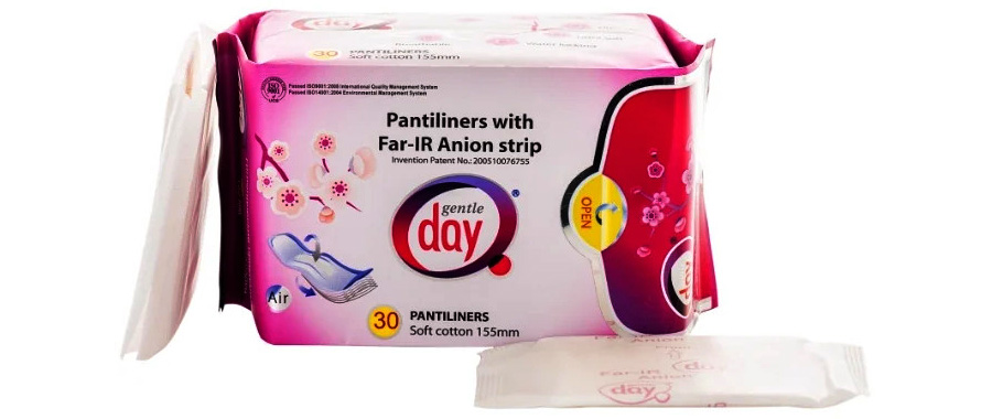  Экологически чистые женские гигиенические анионовые прокладки Gentle Day® Far-IR Anion на каждый день (Ежедневные) 